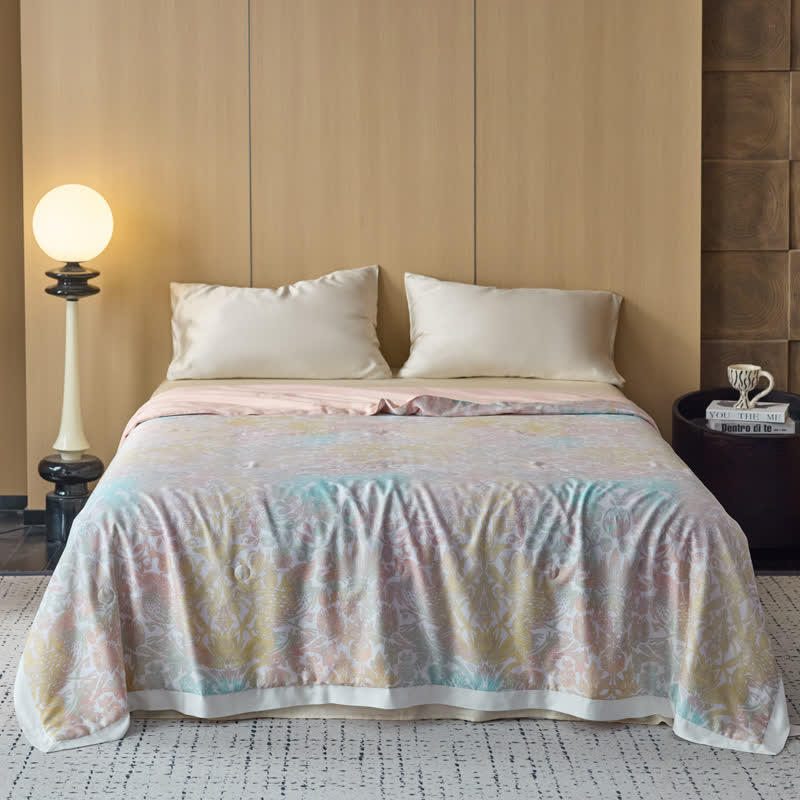 Couette douce en fibre de lyocell avec un motif floral coloré