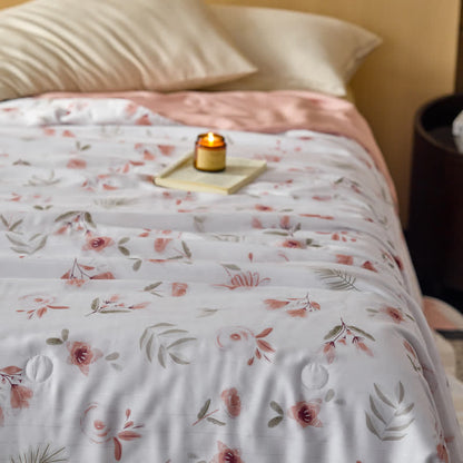 Couverture d'été respirante en fibre lyocell à motif floral