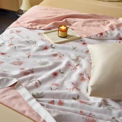Couverture d'été respirante en fibre lyocell à motif floral