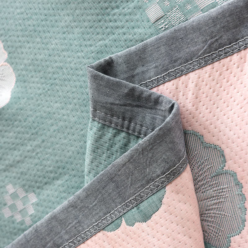 Couette en coton à trois couches avec motif jacquard de feuilles de ginkgo