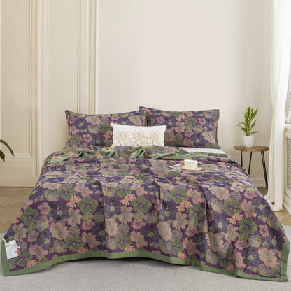 Couette réversible en gaze de coton à motif floral