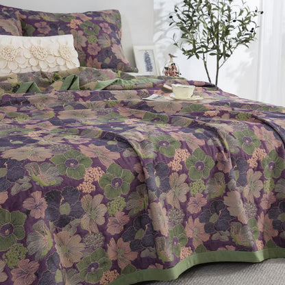 Couette réversible en gaze de coton à motif floral