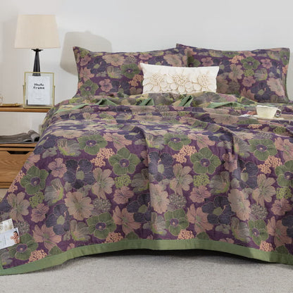 Couette réversible en gaze de coton à motif floral