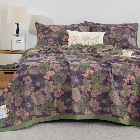 Couette réversible en gaze de coton à motif floral