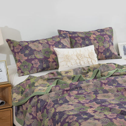 Couette réversible en gaze de coton à motif floral