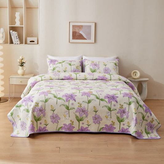 Parure de lit matelassée « Rural Lily » en pur coton