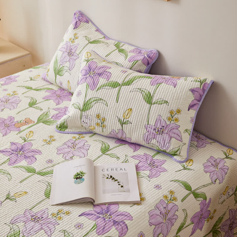 Parure de lit matelassée « Rural Lily » en pur coton