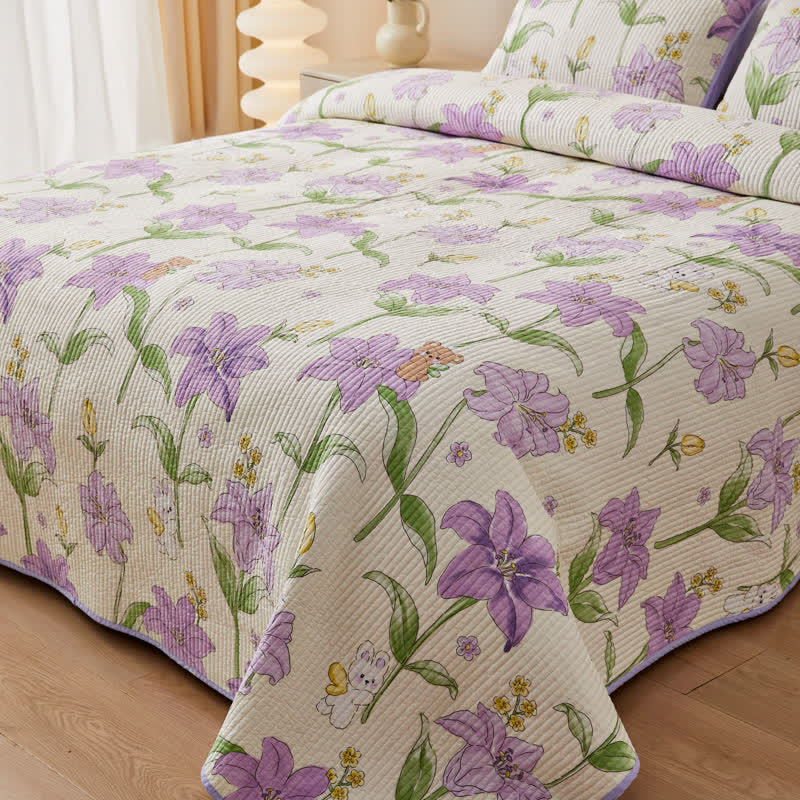 Parure de lit matelassée « Rural Lily » en pur coton