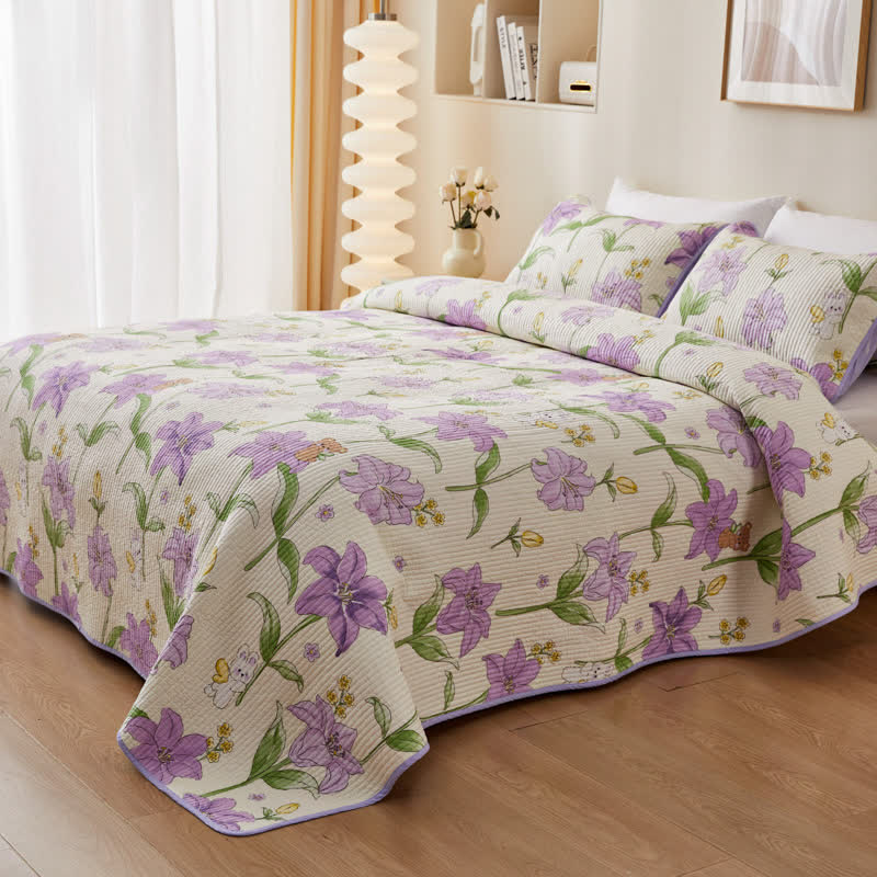 Parure de lit matelassée « Rural Lily » en pur coton