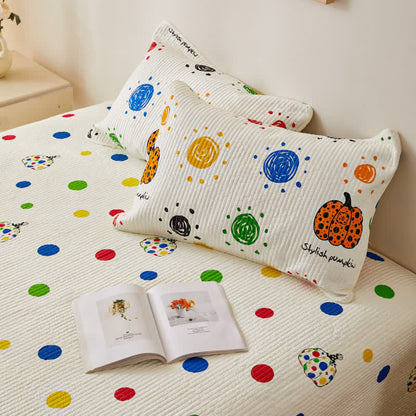 Linge de lit en coton matelassé avec motif citrouille