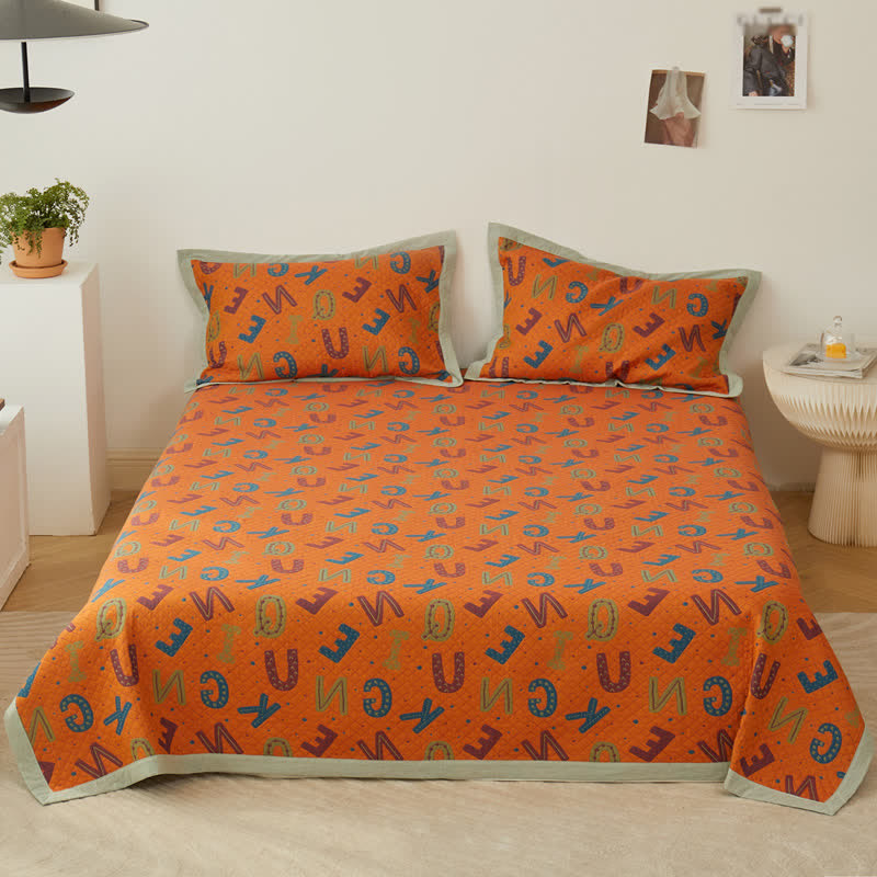 Couette réversible à trois couches en gaze de coton avec lettres