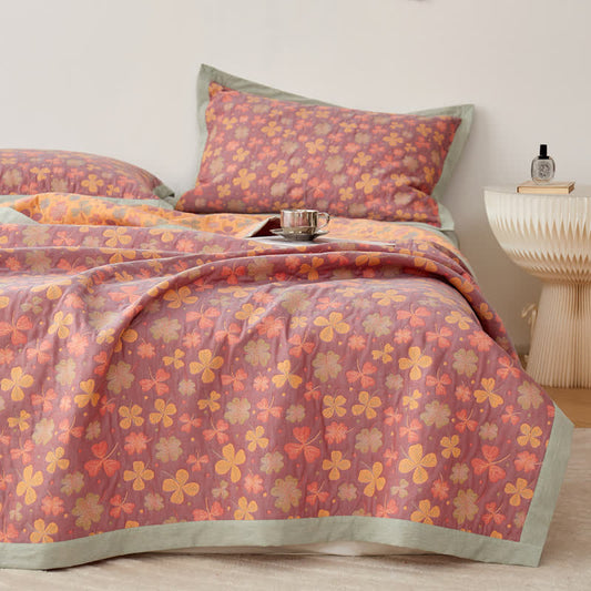 Couette en gaze de coton douce avec trèfle à quatre feuilles