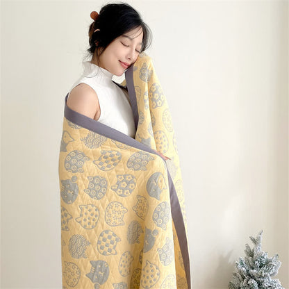 Ownkoti – Couette en gaze de coton grise à motif chat
