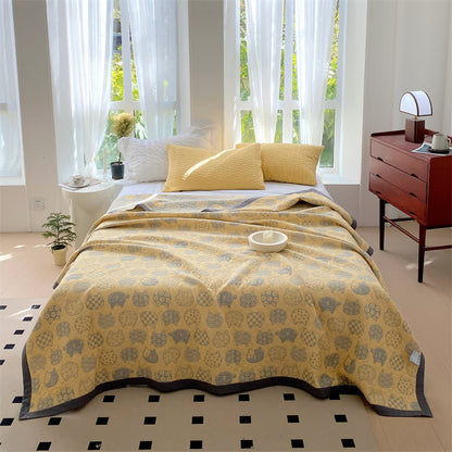 Ownkoti – Couette en gaze de coton grise à motif chat