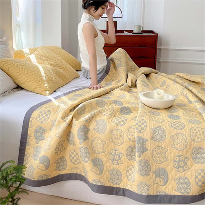 Ownkoti – Couette en gaze de coton grise à motif chat