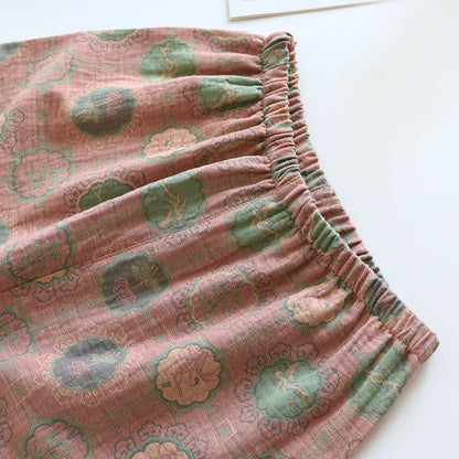 Ensemble pyjama avec boutons grenouille et gaze de coton
