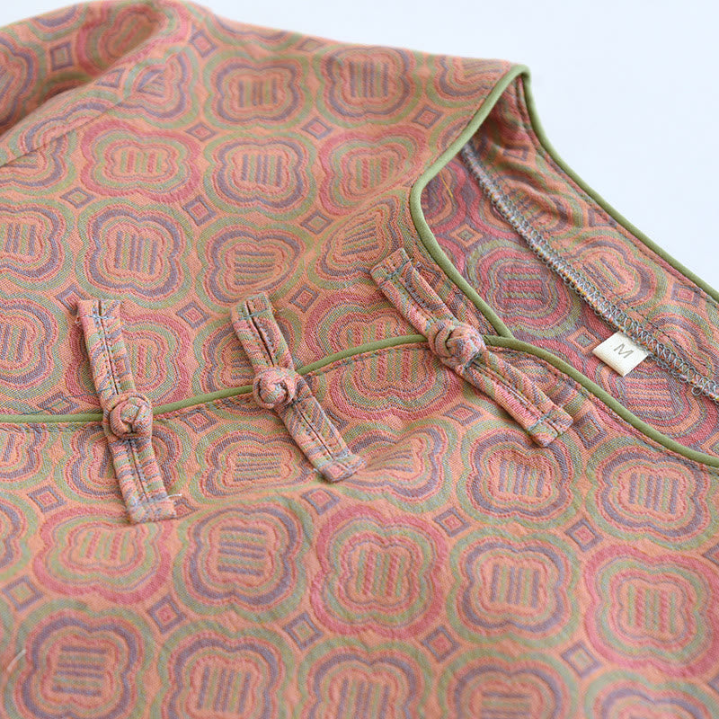 Ensemble de pyjama en coton respirant avec bouton grenouille rétro