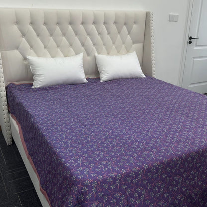 Couette réversible en pur coton biologique à motif floral