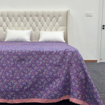 Couette réversible en pur coton biologique à motif floral