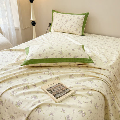 Couvre-lit rustique et doux en pur coton lavande