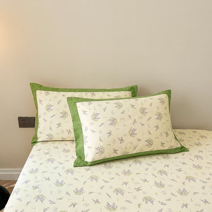 Couvre-lit rustique et doux en pur coton lavande