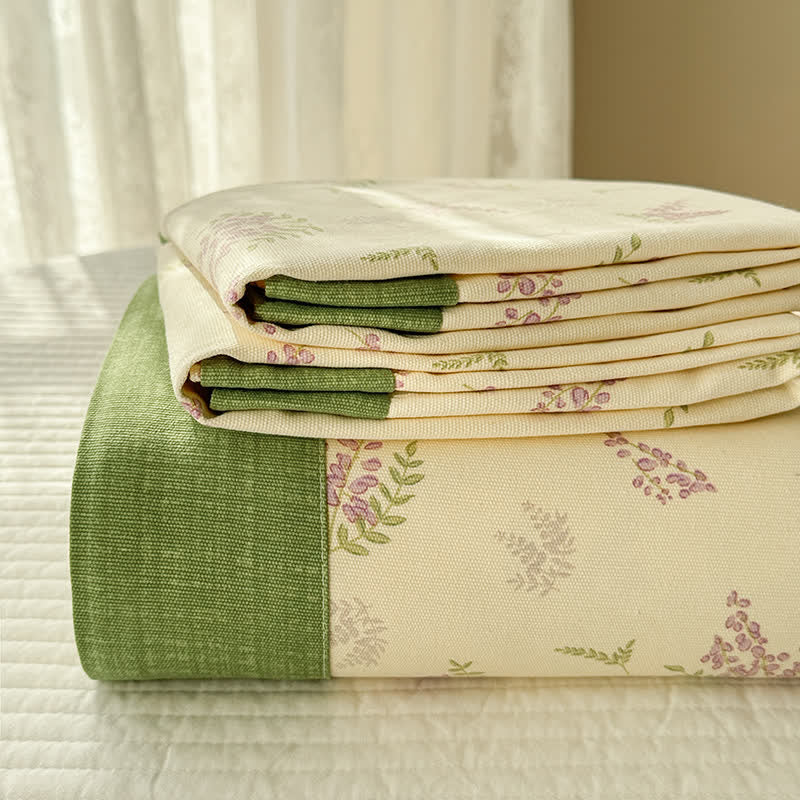 Couvre-lit rustique et doux en pur coton lavande