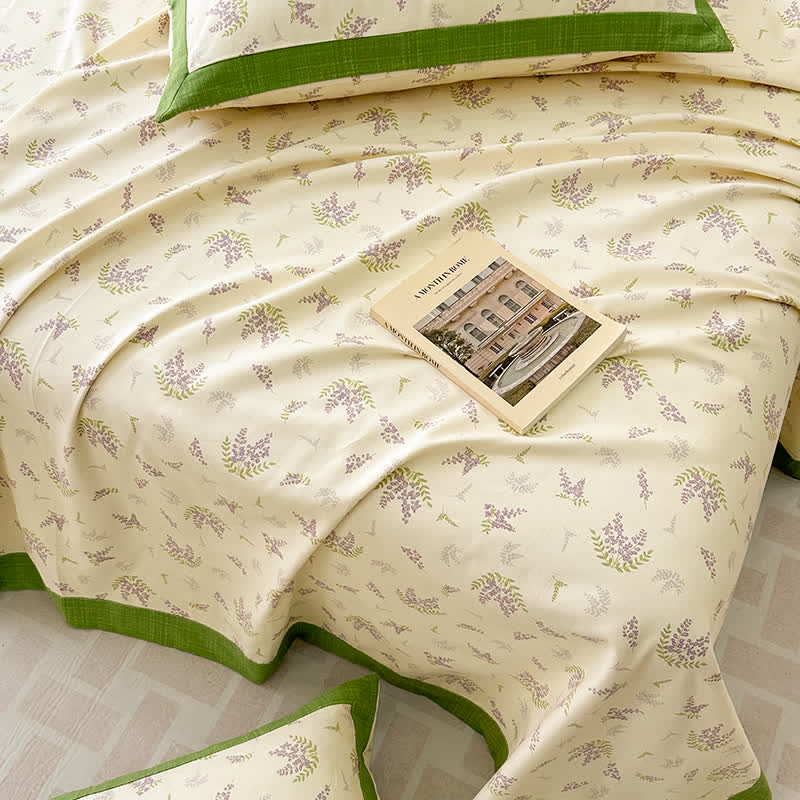 Couvre-lit rustique et doux en pur coton lavande
