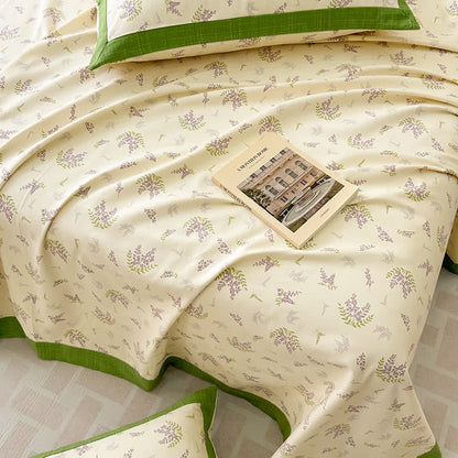 Couvre-lit rustique et doux en pur coton lavande
