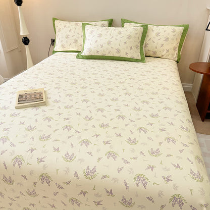 Couvre-lit rustique et doux en pur coton lavande