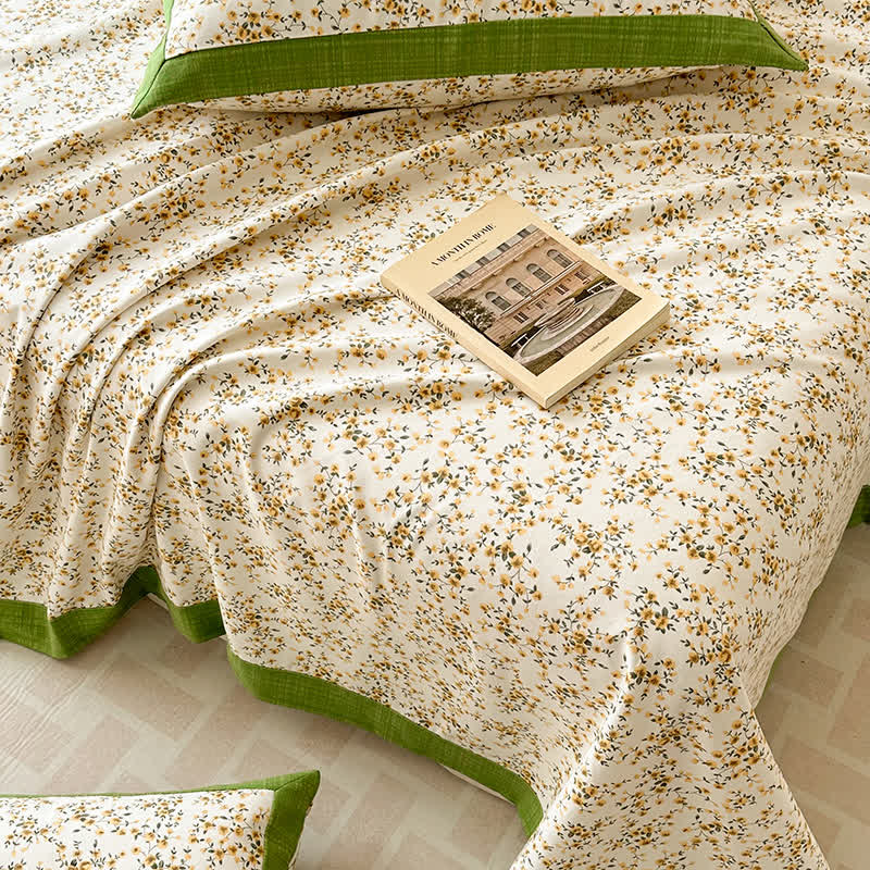 Couette élégante et respirante en pur coton à motif floral