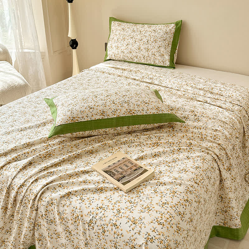 Couette élégante et respirante en pur coton à motif floral