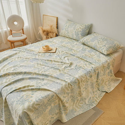 Couvre-lit élégant et doux en pur coton à motif floral