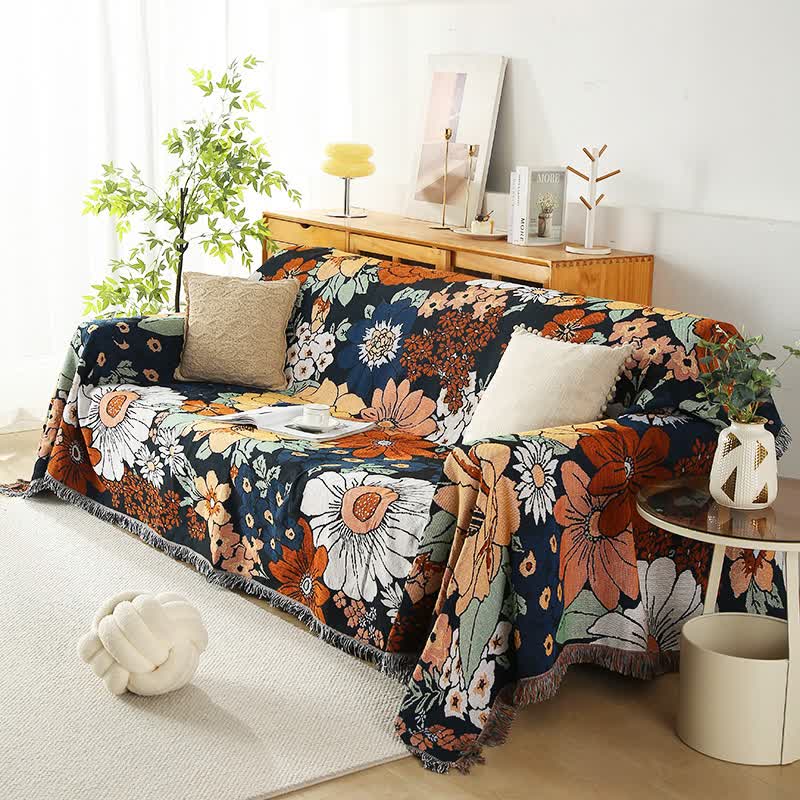 Couverture fonctionnelle à pompons avec fleurs lumineuses
