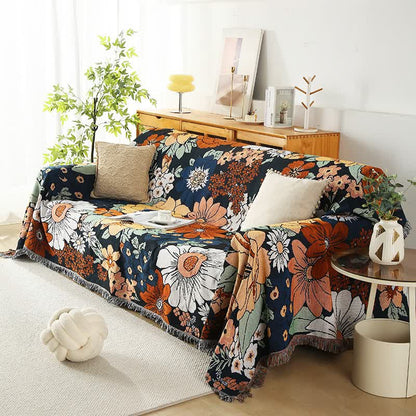 Couverture fonctionnelle à pompons avec fleurs lumineuses
