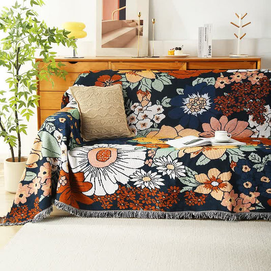 Couverture fonctionnelle à pompons avec fleurs lumineuses