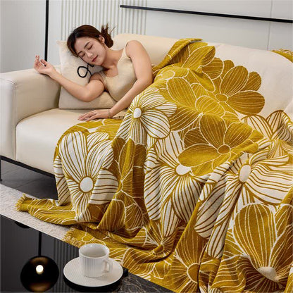 Housse de canapé en chenille jacquard à motif floral fleuri