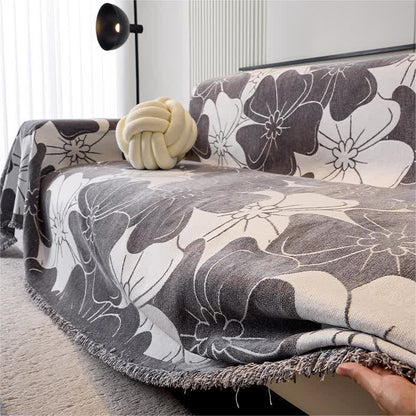Housse de canapé en chenille douce avec motif floral rustique