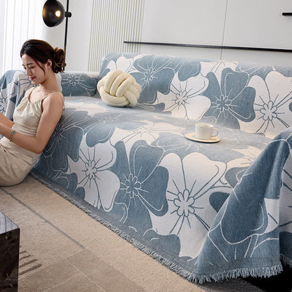 Housse de canapé en chenille douce avec motif floral rustique