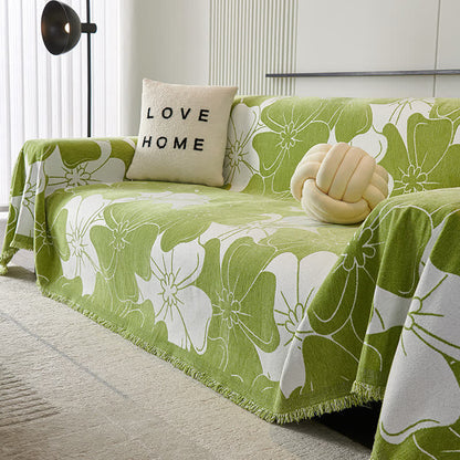 Housse de canapé en chenille douce avec motif floral rustique