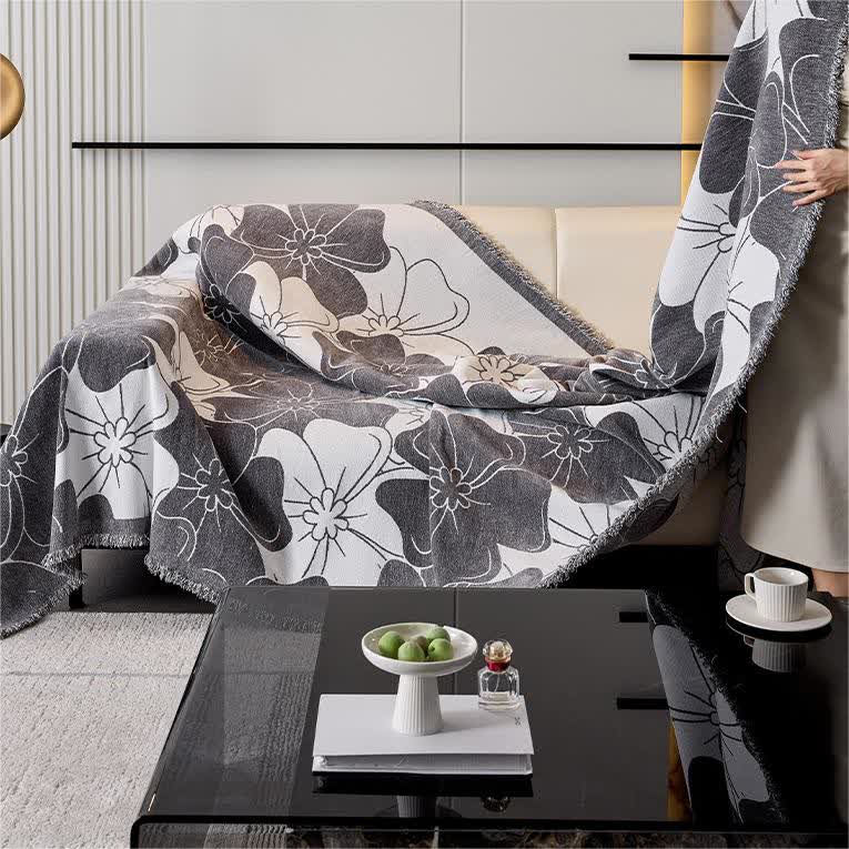 Housse de canapé en chenille douce avec motif floral rustique