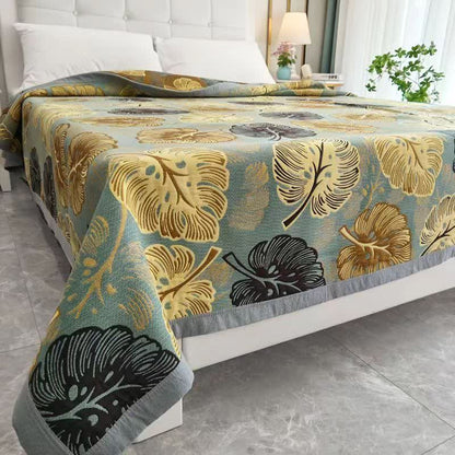 Couette d'été en coton à motif pastoral monstera