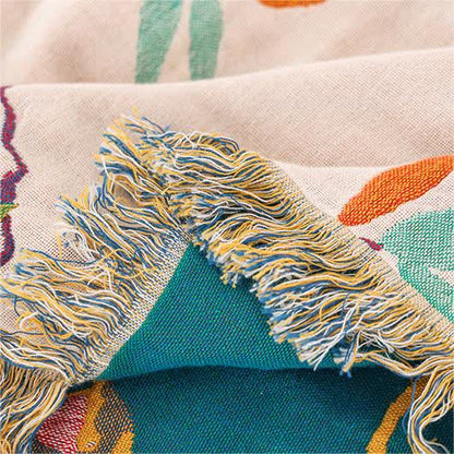 Couette en gaze de coton avec pompons d'oiseaux pastoraux