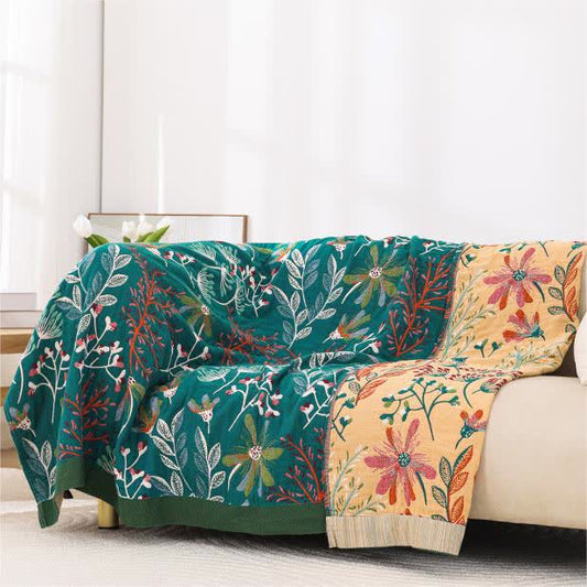 Couverture de canapé rustique, champêtre et confortable en gaze de coton