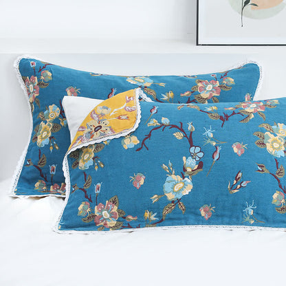 Serviette-oreiller en coton doux Ownkoti à motif floral rétro (lot de 2)
