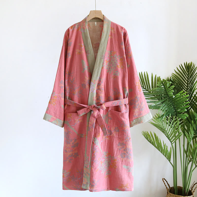 Peignoir jacquard de style rétro en gaze de coton de style pastoral