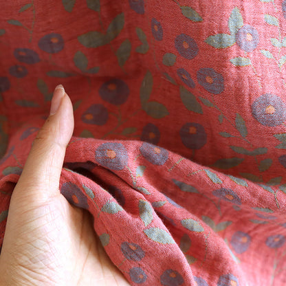 Peignoir confortable en gaze de coton jacquard à motif floral