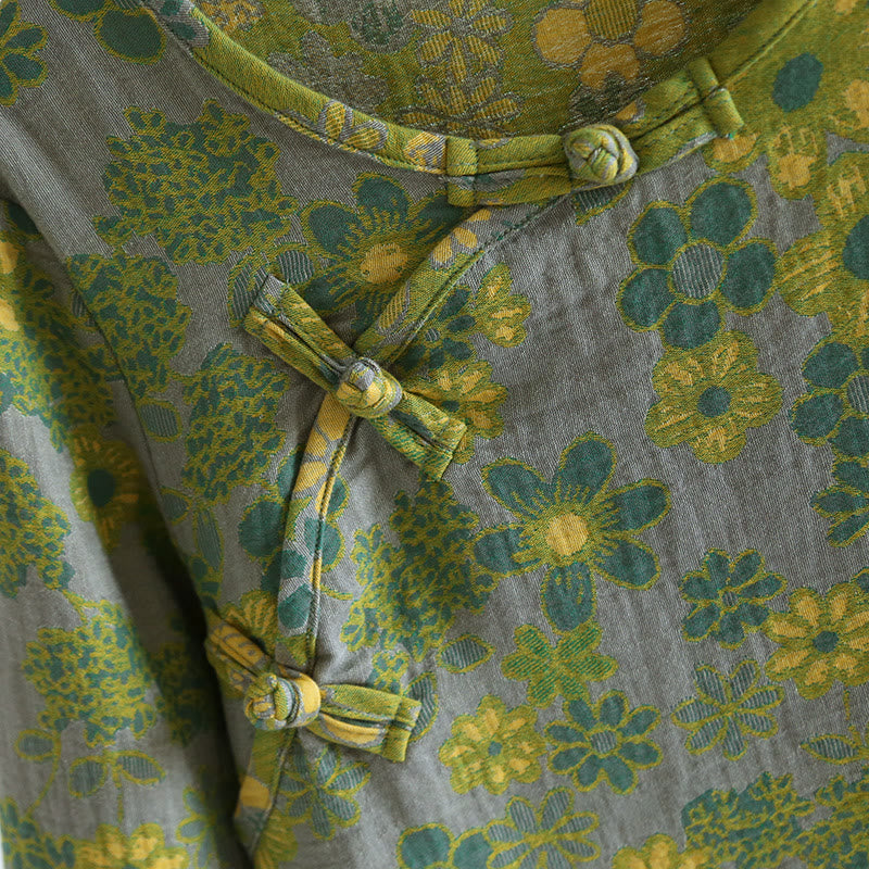 Ensemble de nuit en pur coton teint en fil à motif floral - image 4