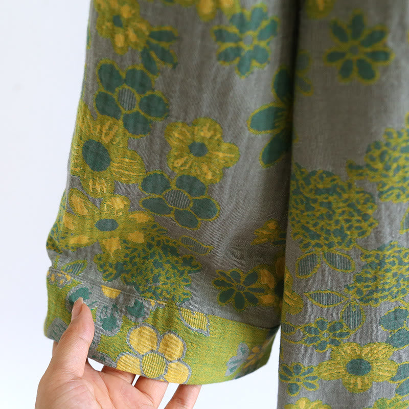 Ensemble de nuit en pur coton teint en fil à motif floral