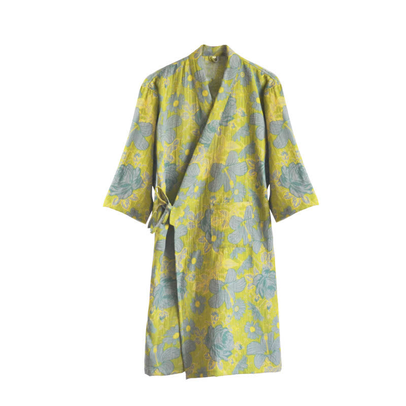 Peignoir absorbant en gaze de coton au style floral