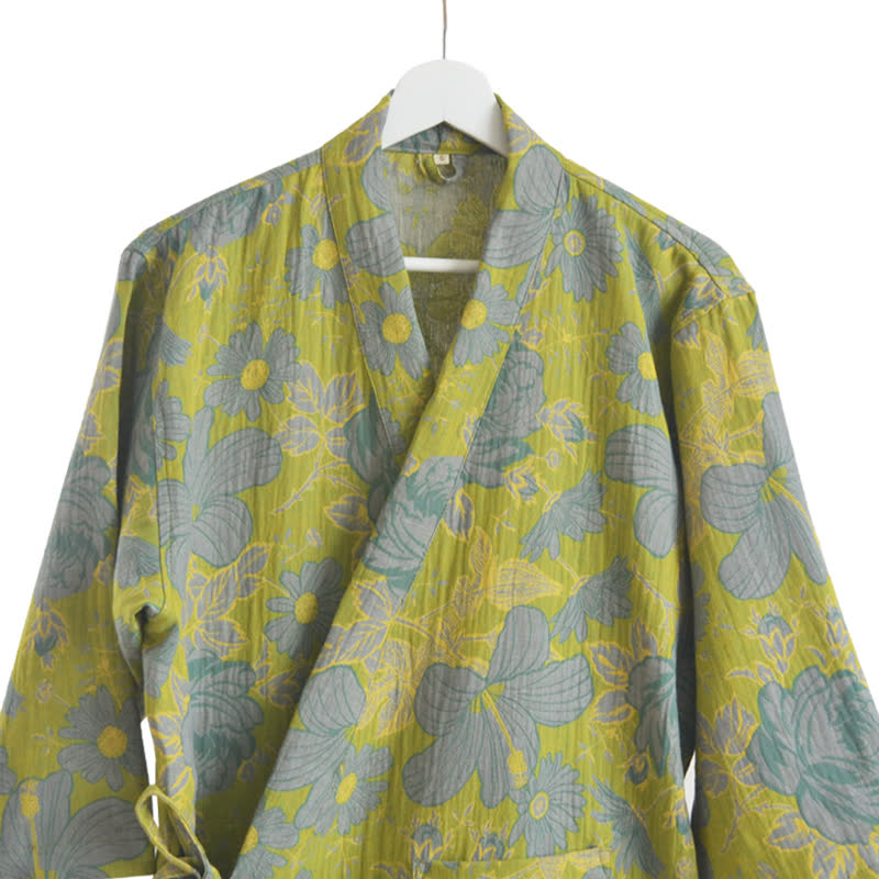 Peignoir absorbant en gaze de coton au style floral